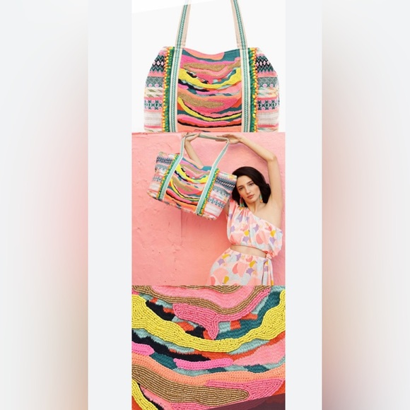 America & Beyond Daphne Embellished Tote & Half Moon Clutch - Picture 2 of 8